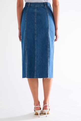 Jupe droite en jean - Ciel