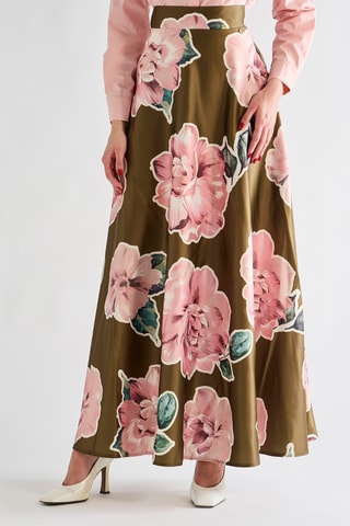 Jupe longue taille haute - Vert olive