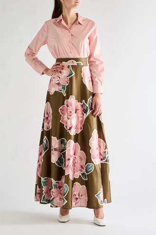 Jupe longue taille haute - Vert olive