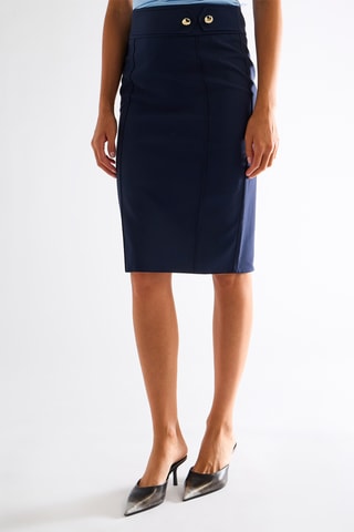 Jupe fourreau taille haute - Bleu marine