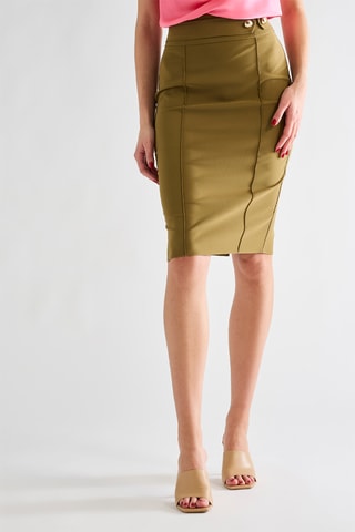 Jupe fourreau taille haute - Vert olive