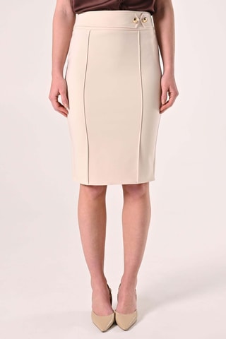 Jupe fourreau taille haute - Beige