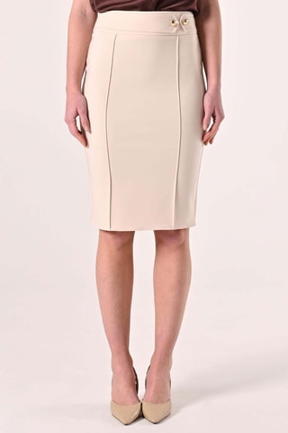 Jupe fourreau taille haute - Beige