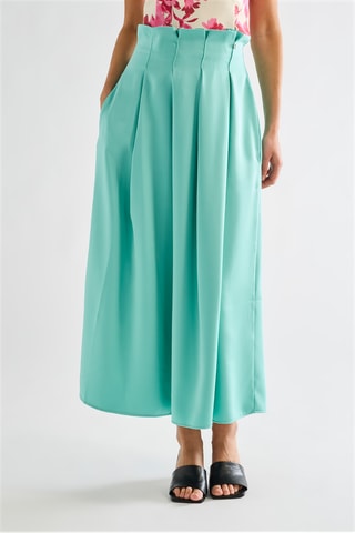 Jupe plissée taille haute - Turquoise