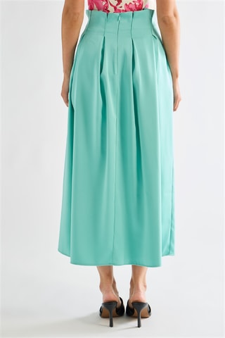Jupe plissée taille haute - Turquoise