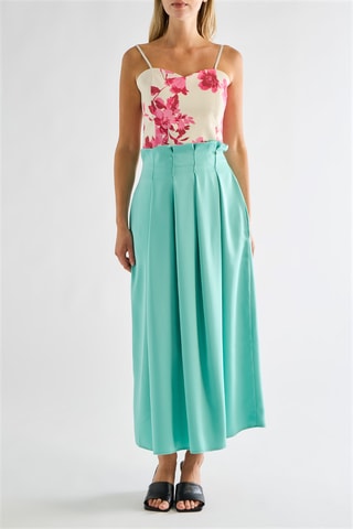 Jupe plissée taille haute - Turquoise