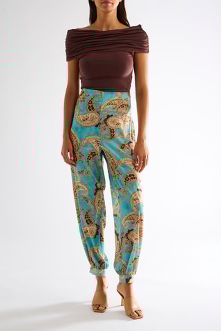 Pantalon taille haute - Vert d'eau