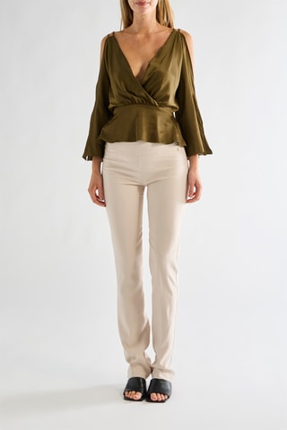 Pantalon taille haute - Beige