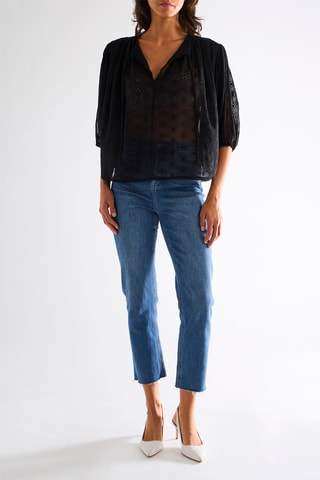 Top en broderie anglaise - Noir