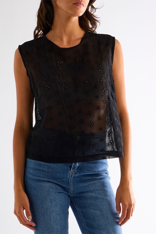 Blouse en broderie anglaise - Noir