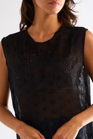Blouse en broderie anglaise - Noir