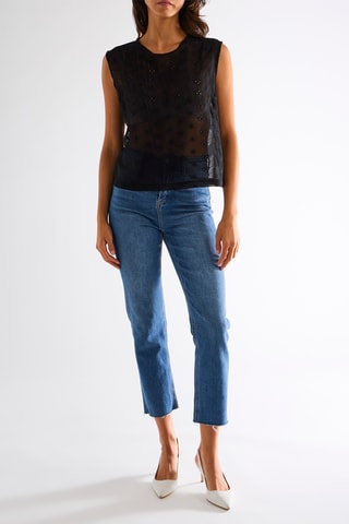 Blouse en broderie anglaise - Noir