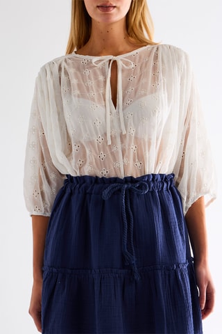 Blouse en broderie anglaise - Blanc
