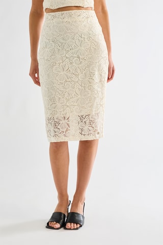 Jupe droite en guipure - Ivoire