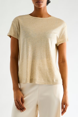 T-shirt en lin - Beige clair chiné