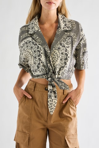 Chemisier noué - Noir et ivoire