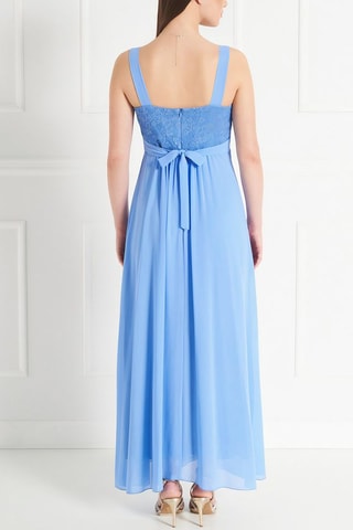 Robe longue bi-matière - Bleu