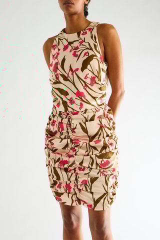 Robe drapée - Fuchsia et écru