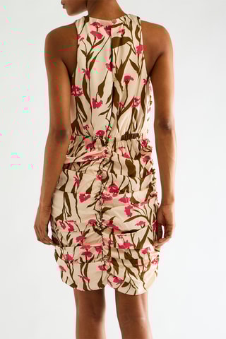 Robe drapée - Fuchsia et écru