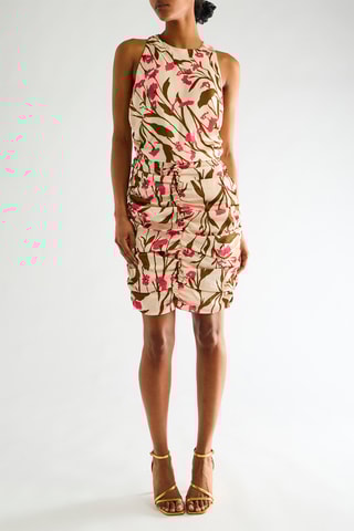 Robe drapée - Fuchsia et écru