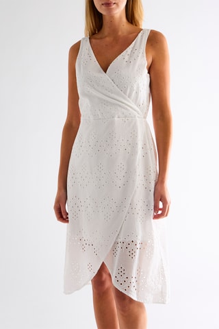 Robe portefeuille en broderie anglaise - Blanc