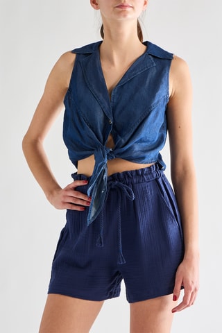 Chemisier noué - Bleu nuit