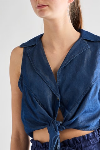 Chemisier noué - Bleu nuit