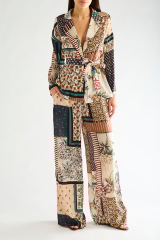 Pantalon taille haute - Beige et noir