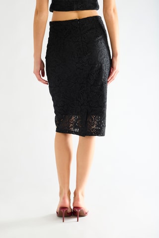 Jupe droite en guipure - Noir