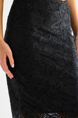 Jupe droite en guipure - Noir