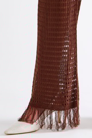 Pantalon taille haute - Marron