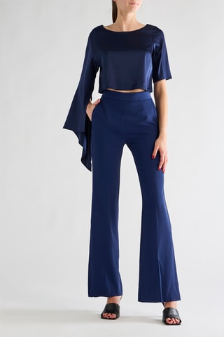 Pantalon taille haute - Bleu marine