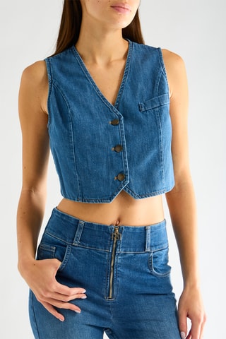 Veste sans manches en jean - Bleu cobalt