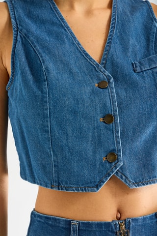 Veste sans manches en jean - Bleu cobalt