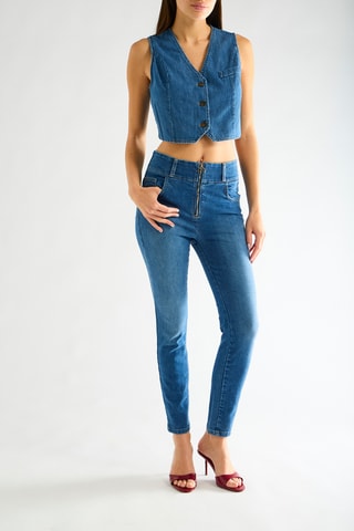 Veste sans manches en jean - Bleu cobalt