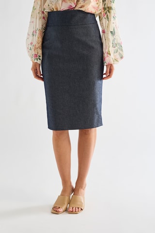 Jupe droite taille haute - Bleu marine