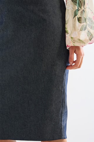 Jupe droite taille haute - Bleu marine