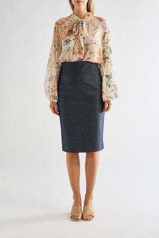 Jupe droite taille haute - Bleu marine