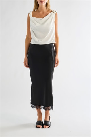 Jupe midi taille haute - Noir