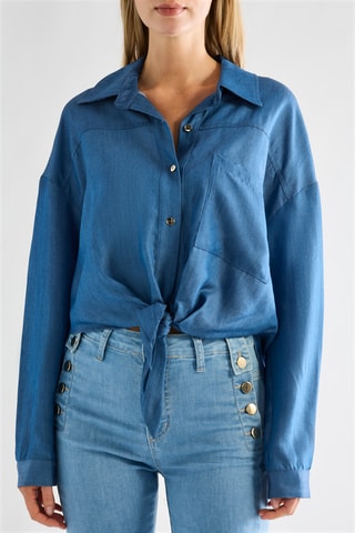 Chemisier noué en jean - Bleu