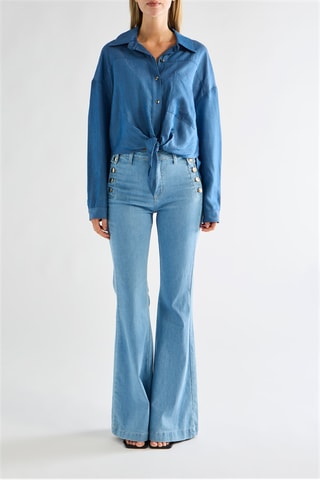 Chemisier noué en jean - Bleu