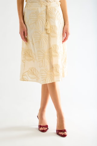 Jupe midi taille haute - Beige