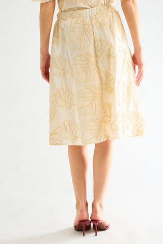 Jupe midi taille haute - Beige