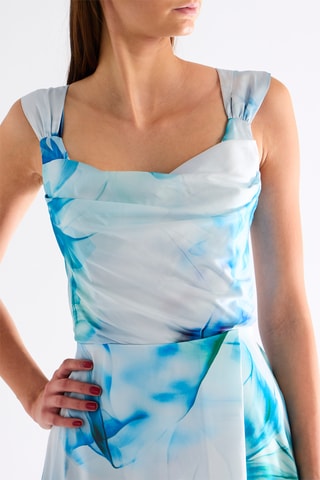 Robe longue - Blanc et turquoise