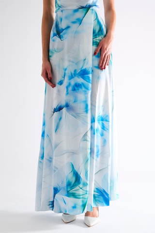 Robe longue - Blanc et turquoise