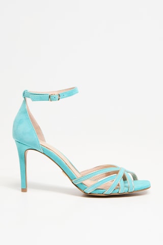 Sandales à talons en nubuck - Turquoise