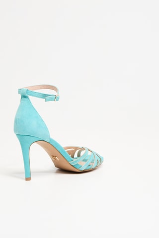 Sandales à talons en nubuck - Turquoise