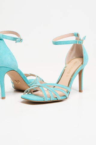 Sandales à talons en nubuck - Turquoise