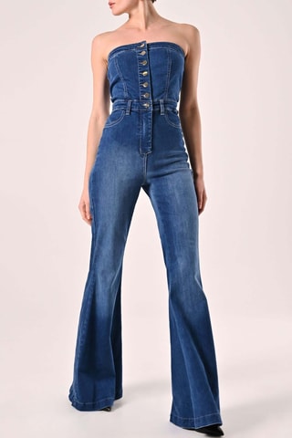 Combinaison bustier en jean - Bleu foncé