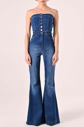 Combinaison bustier en jean - Bleu foncé